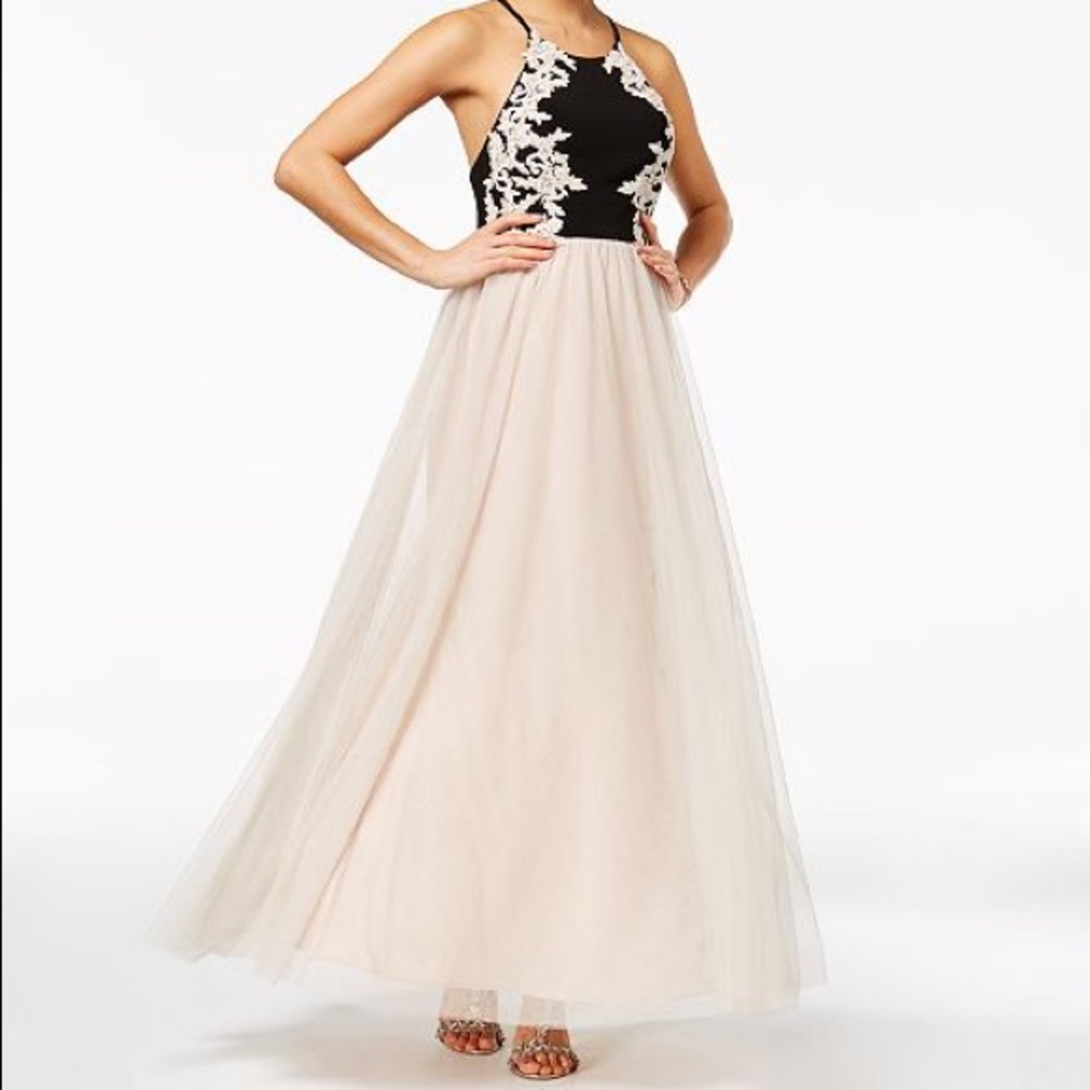 Blondie Nite Prom Dress size 5 Black & Champagne